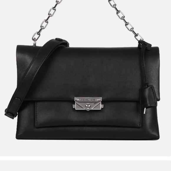 Michael Kors Cece Black Chain‎ Shoulder Bag Leather Womens - Picture 1 of 12